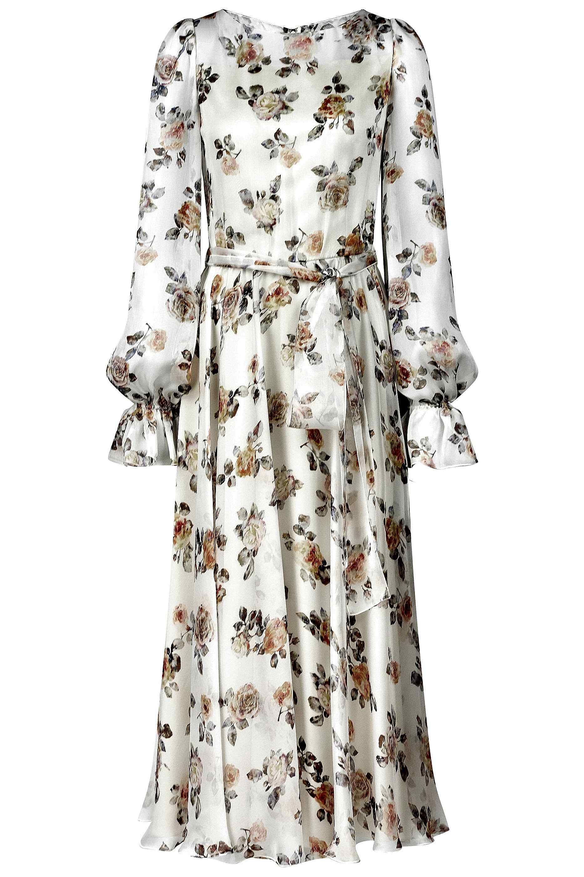 Платье из шифона бежевое