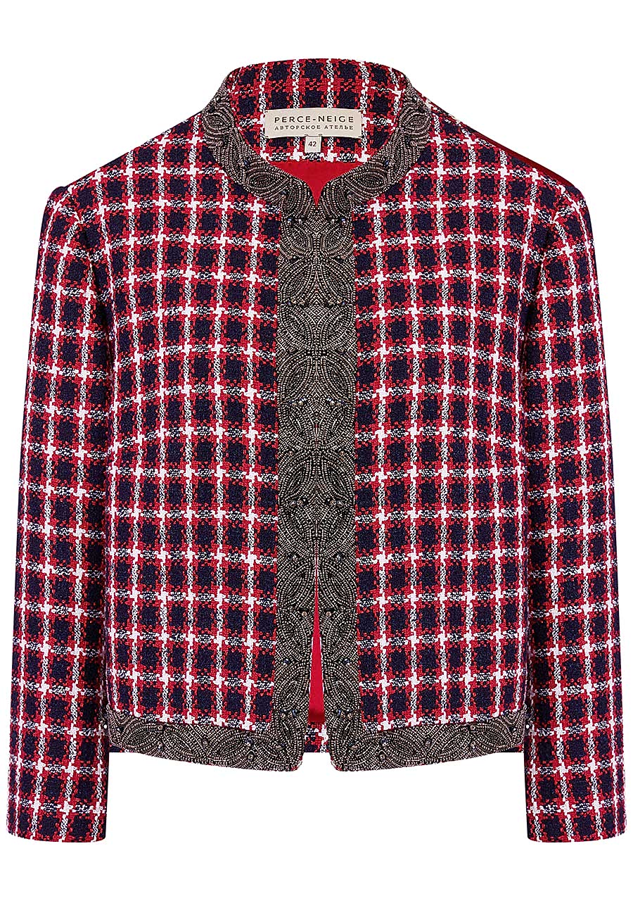 Жакет красный-белый клетка