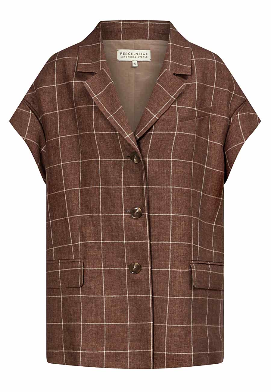 Жакет клетка коричневый