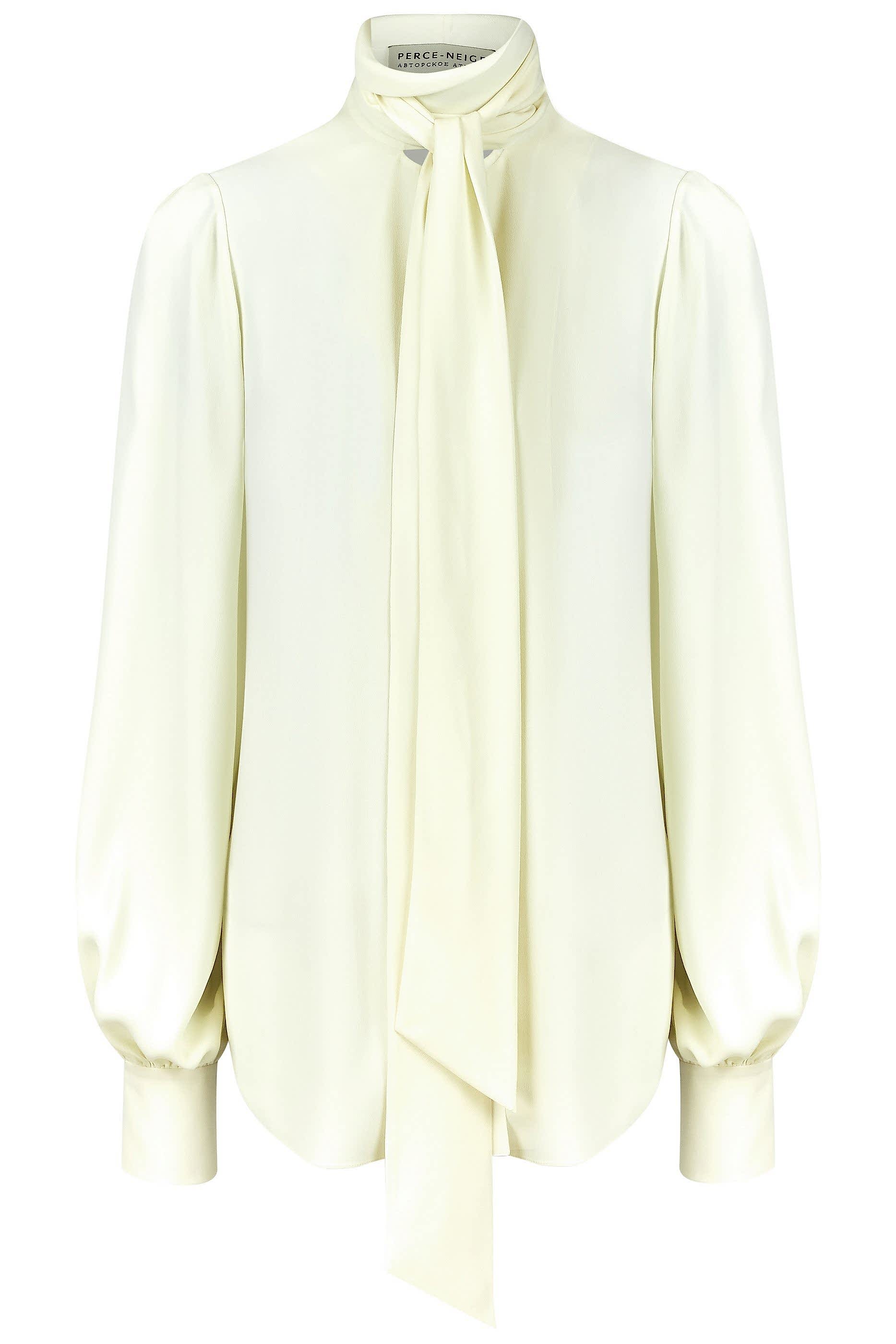 Блузка с бантом ванильная