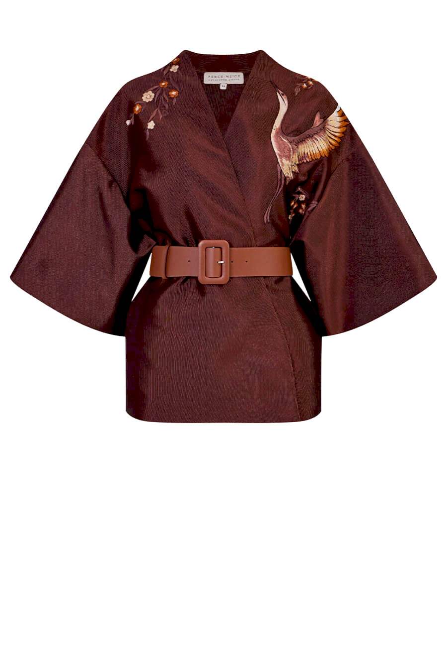 Жакет коричневый птица