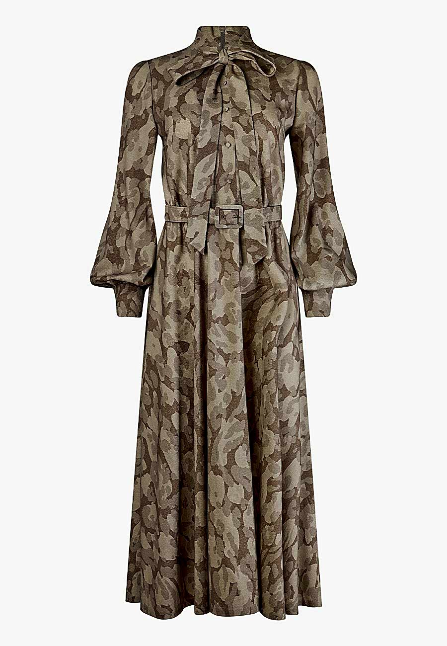 Платье с бантом милитари