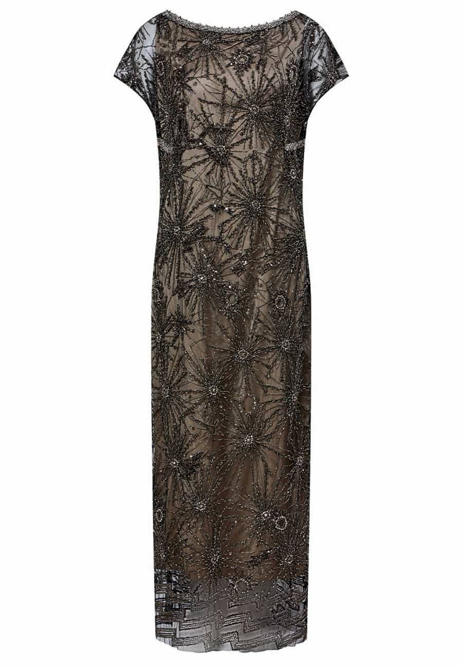 Платье вечернее никель расшитое