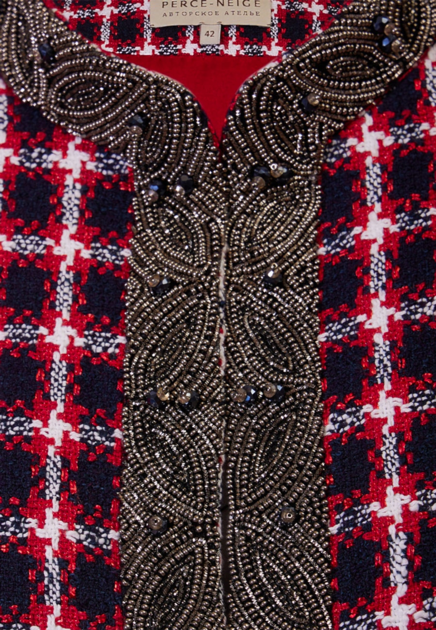 Жакет красный-белый клетка