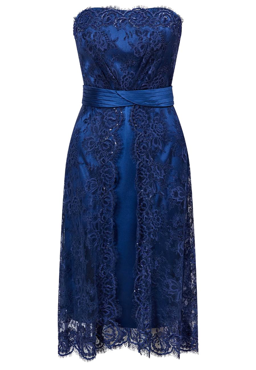 Платье кружевное синее