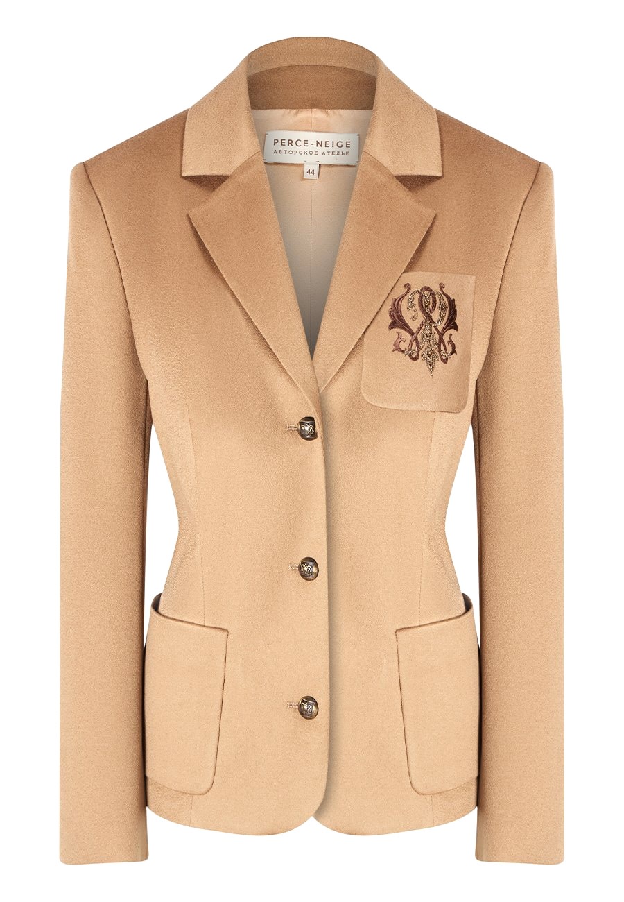 Жакет с вышивкой бежевый