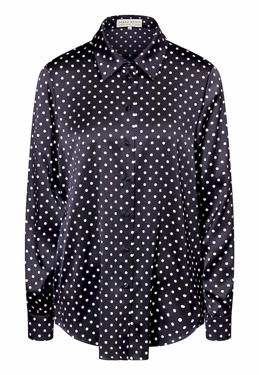 Блузка в горох черная