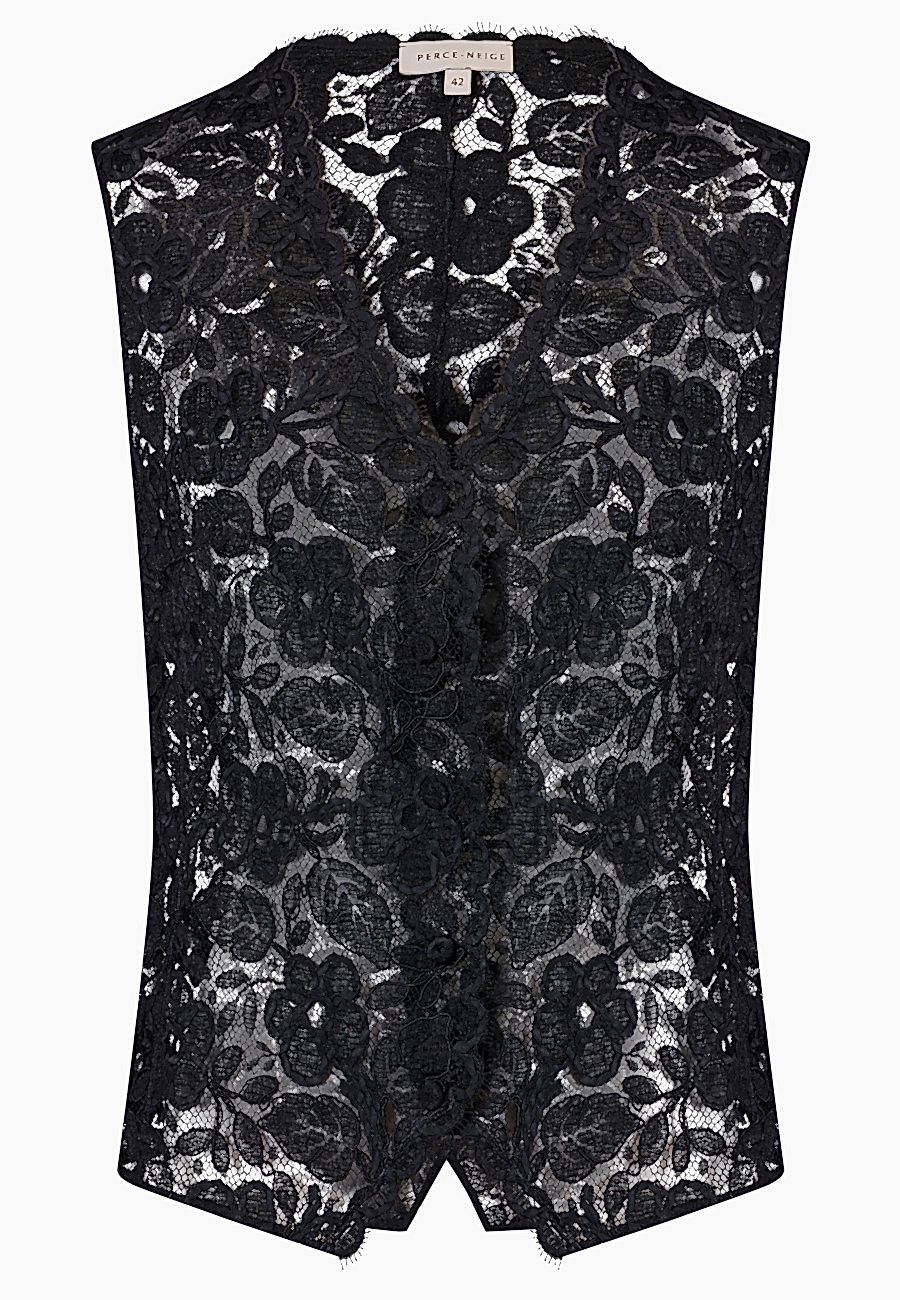 Жилет кружево черный