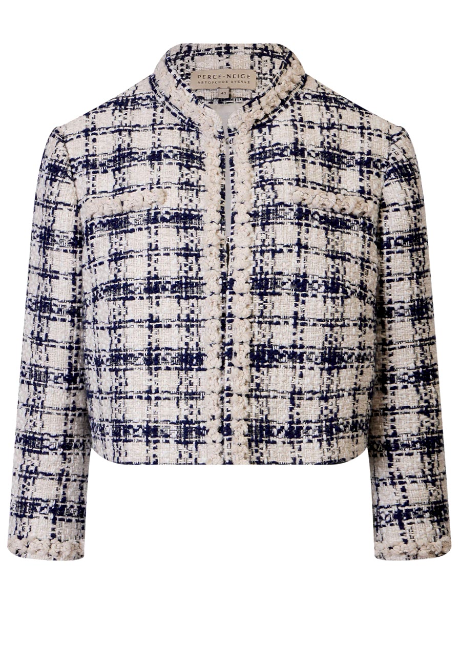 Жакет синий-белый клетка