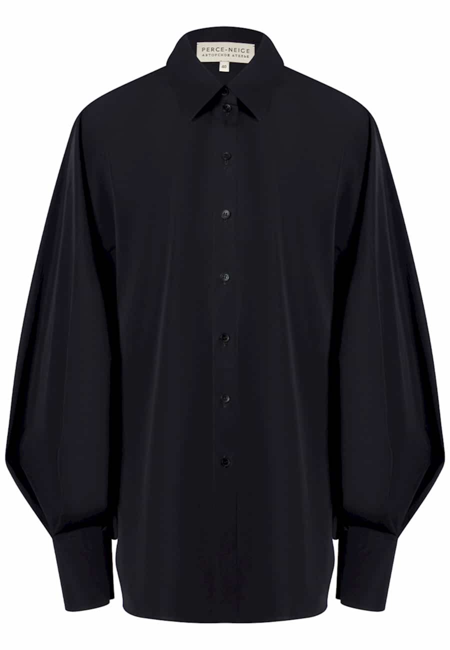 Блузка с объемными рукавами черная