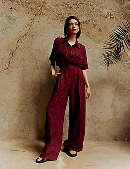 Образ Брюки палаццо бордовые